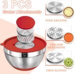 Umite Chef Mixing Bowls with Airtight Lids Set, 8PCS Stainless Steel Nesting Bowls Set, 3 Grater Attachments & Non-Slip Bottoms, Size 5, 4, 3.5, 2, 1.5QT for Baking & Mixing(Colorful) - Image 4
