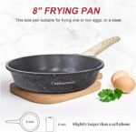 Caannasweis Nonstick Granite Frying Pan Skillet, Non Stick Omelette Frying Pans, Omelet Egg Pan, Stone Cookware Chef's Pan, Induction Compatible, PFOA Free (Gray, 8 Inch) - Image 3