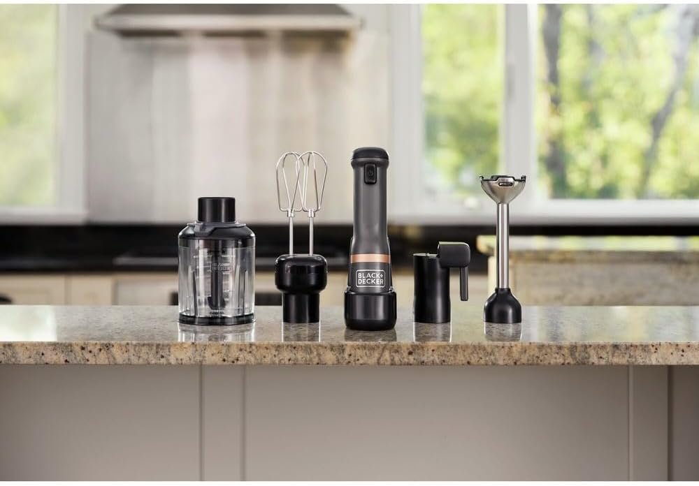BLACK+DECKER Kitchen Wand Cordless Immersion Blender, 4 in 1 Multi Tool Set, Hand Blender with Charging Dock, Grey (BCKM1014K01) - Image 4