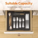 Lifewit Silverware Drawer Organizer, Expandable Utensil Tray for Kitchen, BPA Free Flatware and Cutlery Holder, Adjustable Plastic Storage for Spoons Forks Knives, 8.5-14 x 12", Black - Image 3