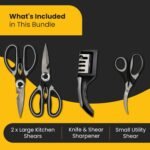 Heavy Duty Kitchen Shears with Knife and Scissor Sharpener Tool - Multipurpose Stainless Steel Scissors for Food - Sharp Food-Grade Kitchen Scissor for Meat, Seafood, Poultry - 4 Piece Set - Image 3