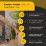 Heavy Duty Kitchen Shears with Knife and Scissor Sharpener Tool - Multipurpose Stainless Steel Scissors for Food - Sharp Food-Grade Kitchen Scissor for Meat, Seafood, Poultry - 4 Piece Set - Image 4