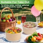 50 Pcs 32 Oz disposable meal prep containers，paper bowls with lids，disposable soup bowls，soup bowls disposable hot/cold，disposable salad bowls with lids， - Image 5
