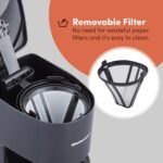 Elite Gourmet EHC116 Dual Drip Double Coffee Maker Brewer Includes Two 14 Oz Stainless Steel Interior Thermal Travel Mugs, Compatible with Coffee Grounds, Reusable Filter, Black - Image 4