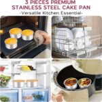 Onader Mini Round Cake Pan Set for Baking, 4 Inch Stainless Steel Baking Pan Tin Set of 3 - Image 4