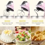 Kitchen in the box Stand Mixer,3.2Qt Small Electric Food Mixer,6 Speeds Portable Lightweight Kitchen Mixer for Daily Use with Egg Whisk,Dough Hook,Flat Beater (Pink) - Image 4