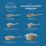 Sur La Table Kitchen Essentials 10 Piece PFA Free Non-Toxic Titanium Ceramic Nonstick Interior Forged Aluminum Cookware Pots and Pans Set - Green - Induction Compatible - Image 3