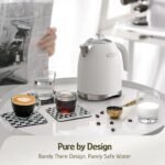 Hazel Quinn Electric Kettle - 1.7 Liters (57oz) Stainless Steel Water Kettle, BPA-Free Interior, 1200W Fast Boiling, Cordless, Rotational Base, Automatic Shut Off & One-Touch LED - Pearl White - Image 3