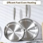 DELARLO Kitchen Whole Body Tri-Ply Stainless Steel Frying Pan, 12 inch,Stainless Steel, Oven safe induction skillet, Pots and Pans set,Suitable for All Stove - Image 5