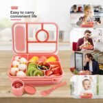 Bento Box Adult Lunch Box Kids,Lunch Containers for Adults/Kids/Toddler,5 Compartments Bento Lunch Box with Sauce Vontainers,Microwave & Dishwasher & Freezer Safe,BPA-Free(Pink) - Image 4