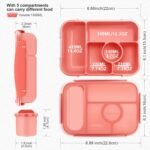Bento Box Adult Lunch Box Kids,Lunch Containers for Adults/Kids/Toddler,5 Compartments Bento Lunch Box with Sauce Vontainers,Microwave & Dishwasher & Freezer Safe,BPA-Free(Pink) - Image 5