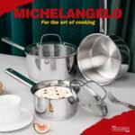 MICHELANGELO Saucepan Set 3 Sizes, Stainless Steel Sauce Pan with Lid, Tri-Ply Bottom Sauce Pot Set, Nonstick Saucepan, Induction Compatible, 1QT & 2QT &3QT - Image 5