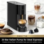 CHULUX RectoCafé Espresso Machine for Nespresso Original Capsule Pod, 20 Bar Professional Italian Pump Coffee Machine, Extra Mini Espresso Maker for Home & Office, Black - Image 4