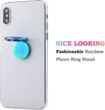 Rainbow Cell Phone Ring Stand Holder,Blue Multicolor Ring Grip Kickstand,360 Rotation Metal Finger Ring for Almost All Phones,Pad - Image 3