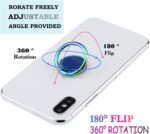 Rainbow Cell Phone Ring Stand Holder,Blue Multicolor Ring Grip Kickstand,360 Rotation Metal Finger Ring for Almost All Phones,Pad - Image 4