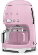 Smeg 50's Retro Style Aesthetic Drip Coffee Machine with 10 Cup Glass Carafe, Auto Start Feature, Keep Warm Plate, and Two Coffee Strength Settings (Pink) - Image 3