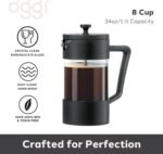 Oggi Borosilicate Glass French Press Coffee Maker (34oz)- 8 Cup Capacity, Coffee Press, Single Serve Coffee Maker, Stainless Steel Lid & Plunger, Make Great Coffee Gifts - Image 3