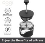 Oggi Borosilicate Glass French Press Coffee Maker (34oz)- 8 Cup Capacity, Coffee Press, Single Serve Coffee Maker, Stainless Steel Lid & Plunger, Make Great Coffee Gifts - Image 6