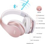 ZIHNIC Bluetooth Headphones Over-Ear, Foldable Wireless and Wired Stereo Headset Micro SD/TF, FM for Cell Phone,PC,Soft Earmuffs &Light Weight for Prolonged Wearing(Rose Gold) - Image 4