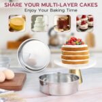 Onader 6 Inch Round Cake Pan Tin Set of 3, Stainless Steel Small Baking Pan for Wedding Birthday - Image 4