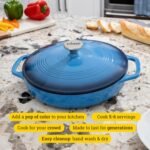 Lodge 3.6 Quart Enameled Cast Iron Oval Casserole With Lid – Dual Handles – Oven Safe up to 500° F or on Stovetop - Use to Marinate, Cook, Bake, Refrigerate and Serve – Caribbean Blue - Image 3