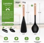 Large Cooking Spoons for Serving. 11.2" Nonstick Silicone Spoonula with Wooden Handle, Heat Resistant Rubber Serving Spatula Spoon for Baking,Scooping and Scraping. - Image 4