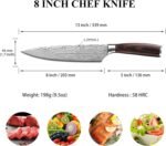 Sunnecko Chef Knife 8 inch,High Carbon Stainless Steel Kitchen Knife,Ultra Sharp Gyutou Cutting Knife with Sheath and Gift Box for Family & Restaurant - Image 3