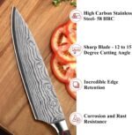 Sunnecko Chef Knife 8 inch,High Carbon Stainless Steel Kitchen Knife,Ultra Sharp Gyutou Cutting Knife with Sheath and Gift Box for Family & Restaurant - Image 5