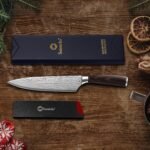 Sunnecko Chef Knife 8 inch,High Carbon Stainless Steel Kitchen Knife,Ultra Sharp Gyutou Cutting Knife with Sheath and Gift Box for Family & Restaurant - Image 6