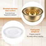 Gold Mixing Bowls with Lids Set, 4pcs Gold Stainless Steel Nesting Salad Mixing Bowls with Lid, Large Golds Strainer Basket 1.5, 2.0, 2.5, 4.0 Qt for Mixings Serving Food - Image 5