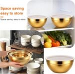 Gold Mixing Bowls with Lids Set, 4pcs Gold Stainless Steel Nesting Salad Mixing Bowls with Lid, Large Golds Strainer Basket 1.5, 2.0, 2.5, 4.0 Qt for Mixings Serving Food - Image 8