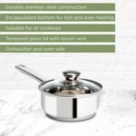Ecolution Stainless Steel Sauce Pan, Encapsulated Induction Ready Cooking Pot with Glass Lid, Oven Safe, Dishwasher Safe Soup Pot, 1-Quart - Image 3