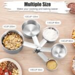 11 PCS Stainless Steel Measuring Cups Spoons Set, 5 Nesting Cups and 5 Stackable Spoons with 1 Leveler Measuring Tools Set for Dry Liquid Ingredients Cooking Baking - Image 3