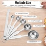 11 PCS Stainless Steel Measuring Cups Spoons Set, 5 Nesting Cups and 5 Stackable Spoons with 1 Leveler Measuring Tools Set for Dry Liquid Ingredients Cooking Baking - Image 4