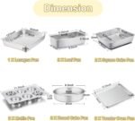 TeamFar Stainless Steel Bakeware Set of 11, Toaster Oven Baking Pan Set, Lasagna Pan, Square & Round Cake Pan, Loaf Pan & Muffin Pan, Healthy & Heavy Duty, Dishwasher Safe & Smooth - Image 3