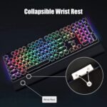 RK ROYAL KLUDGE S108 Typewriter Keyboard, Retro Mechanical Gaming Keyboard Wired 108 Keys with RGB Backlit Sidelight, Detachable Wrist Rest, Round Keycaps Blue Switches - Black - Image 4