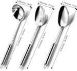 Pleafind Serving Utensils Set for Parties,3-Piece Silver Stainless Steel utensils set,Includes 1 Serving Spoon, 1 Slotted Spoon and 1 Soup Ladle,Serving Spoons for Buffet - Image 3