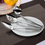 Pleafind Serving Utensils Set for Parties,3-Piece Silver Stainless Steel utensils set,Includes 1 Serving Spoon, 1 Slotted Spoon and 1 Soup Ladle,Serving Spoons for Buffet - Image 4