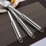 Pleafind Serving Utensils Set for Parties,3-Piece Silver Stainless Steel utensils set,Includes 1 Serving Spoon, 1 Slotted Spoon and 1 Soup Ladle,Serving Spoons for Buffet - Image 5