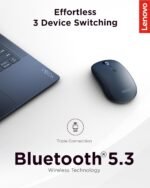 Lenovo Yoga Bluetooth Silent Mouse, 3 Level DPI Adjustment, 36 Month Battery Life, Bluetooth 5.3, 3 Device Paring, Whisper Quiet, Programmable Buttons, Smooth Finish, Cosmic Blue - Image 3