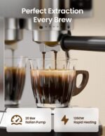 topzee Espresso Machine 20 Bar, Compact Coffee Maker with Milk Frother & Cold Brew Function, 52oz Removable Water Tank, Stainless Steel Cappuccino, Latte Maker, Silver - Image 3