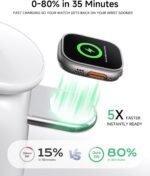 Foldable Wireless Charging Station, 15W Magnetic Fast Charger Stand for iPhone 17 16 15 14 13 12 Pro Max&Apple Watch&Airpods, 2-in-1 Charger for Home/Office/Travel(30W Adapter Included) - Image 4