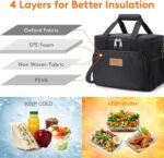 Lifewit Medium Lunch Bag Insulated Lunch Box Soft Cooler Cooling Tote for Adult Men Women, Black 12-Can (9L) - Image 3