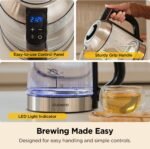 CUCKOO Electric Tea Kettle with Infuser, Glass Electric Kettle with Multi-Temperature Control, Easy to Read LED Lights, 1.7 Liter Capacity Tea Maker Pot (CK-G170BS) - Image 3