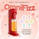 Drinkmate OmniFizz Sparkling Water and Soda Maker, Carbonates Any Drink, ULTIMATE BUNDLE - Includes three 60L CO2 Cylinders, Two Carbonation Bottles, and Fizz Infuser (Royal Red) - Image 3