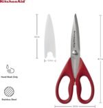KitchenAid All Purpose Kitchen Shears with Protective Sheath Durable Stainless Steel Scissors, Dishwasher Safe, Soft Grip Comfort Handle, 8.72 Inch, Red - Image 3