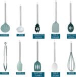 COOK WITH COLOR Silicone Cooking Utensils, Kitchen Utensil Set, Easy to Clean Silicone Kitchen Utensils, Cooking Utensils for Nonstick Cookware, Kitchen Gadgets Set, 10 Pieces, Teal - Image 4