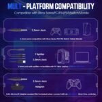 Gaming Headset for PS5, PS4, Xbox Series X|S, Xbox One, PC, Switch, Mac - RGB Over-Ear Headphones with 7.1 Surround Sound, Noise Cancelling Mic, 50mm Drivers & Memory Earmuffs for Nintendo 64 - Image 3