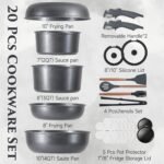 JEETEE 20 Pcs Pots and Pans Set Non Stick, Titanium Reinforced Nonstick Cookware Set with Detachable Handle, Induction Kitchen Cookware Sets, Oven Safe & Space Saving for RV Camping - Image 3