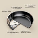 JEETEE 20 Pcs Pots and Pans Set Non Stick, Titanium Reinforced Nonstick Cookware Set with Detachable Handle, Induction Kitchen Cookware Sets, Oven Safe & Space Saving for RV Camping - Image 6